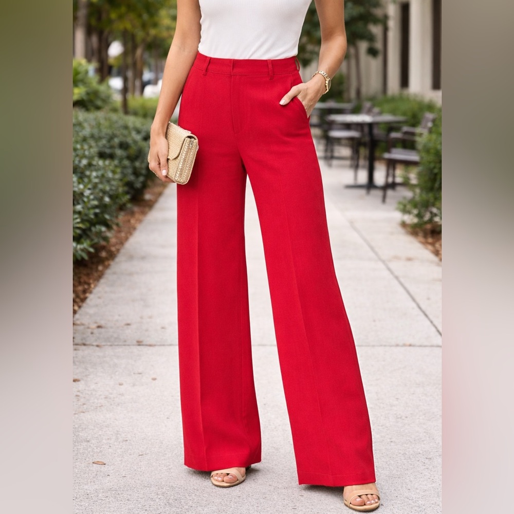 Banana Republic Red Wide-Leg Pants